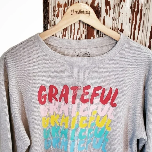 Cold Crush Graphic Crop Sweatshirt Grey Multi Size L - Picture 2 of 13